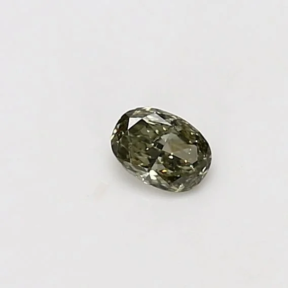 0.15 カラット オーバル ファンシー グリーン I2 天然 ダイヤモンド