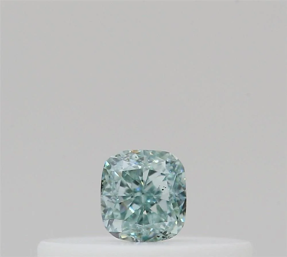 0.1 カラット クッション ブリリアント ファンシーインテンス グリーン 天然 ダイヤモンド