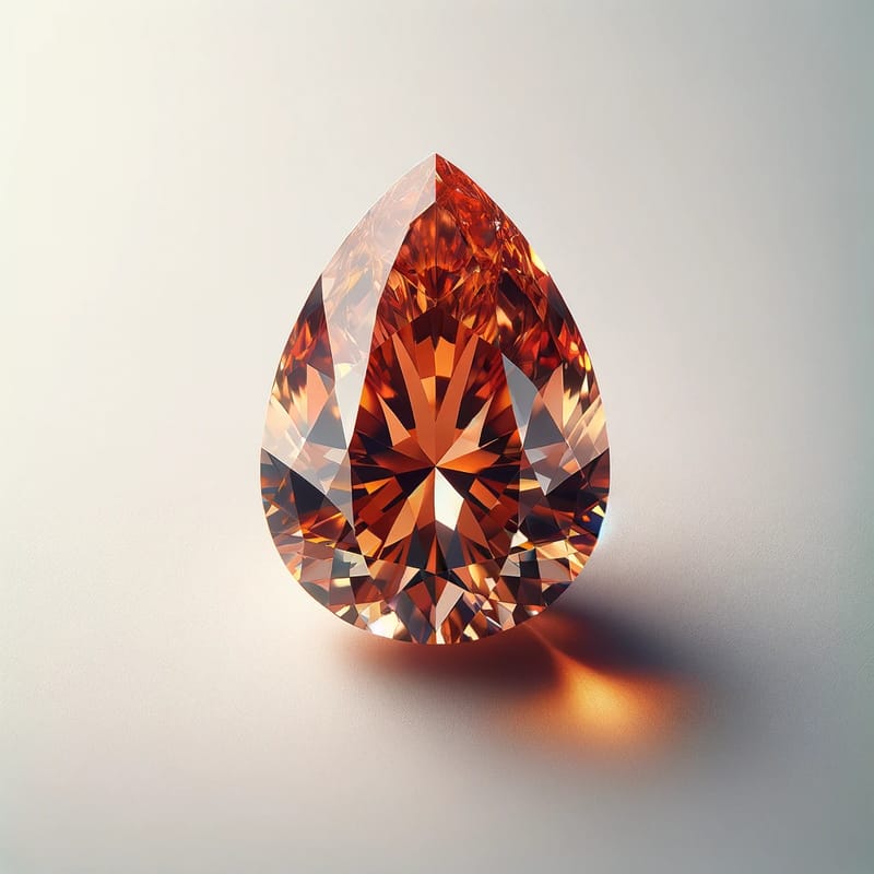 0.73 カラット ファンシーオレンジブラウン ペア ダイヤモンド