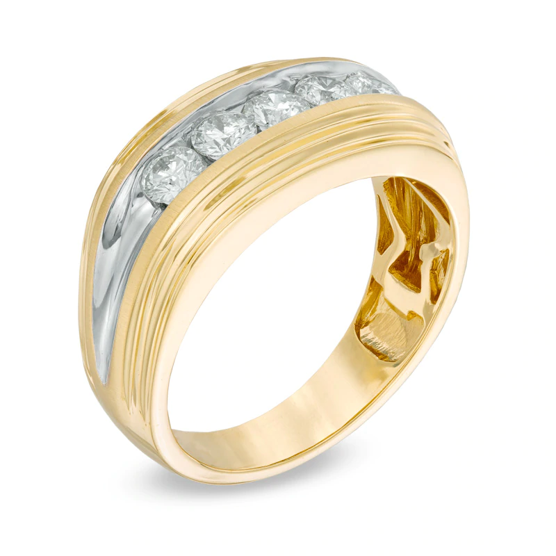 メンズ 1 カラット T.W.  14Kゴールドのダイヤモンド結婚指輪メンズ 1 カラット T.W.  14Kゴールドのダイヤモンド結婚指輪