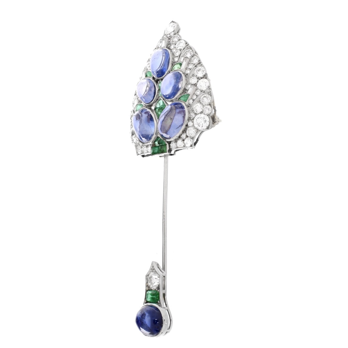 Cartier カルティエ アールデコ サファイア、ダイヤモンド ブローチ