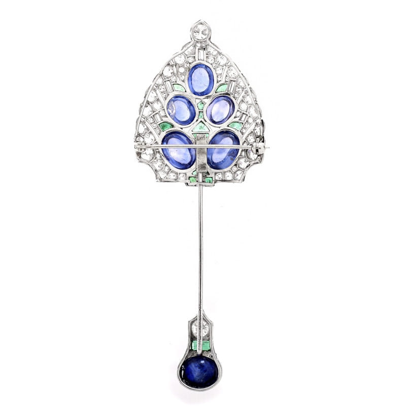 Cartier カルティエ アールデコ サファイア、ダイヤモンド ブローチ