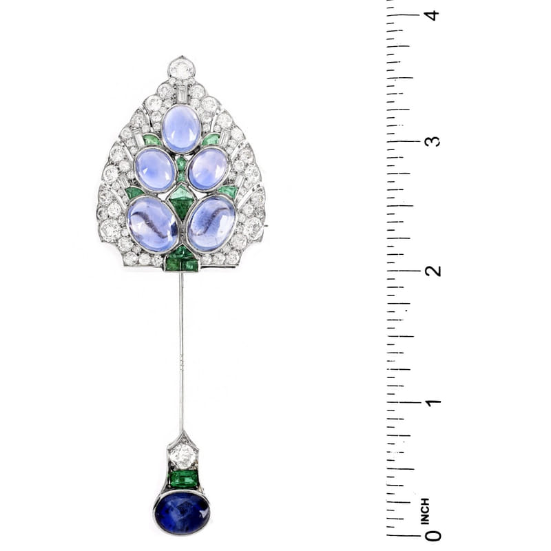Cartier カルティエ アールデコ サファイア、ダイヤモンド ブローチ