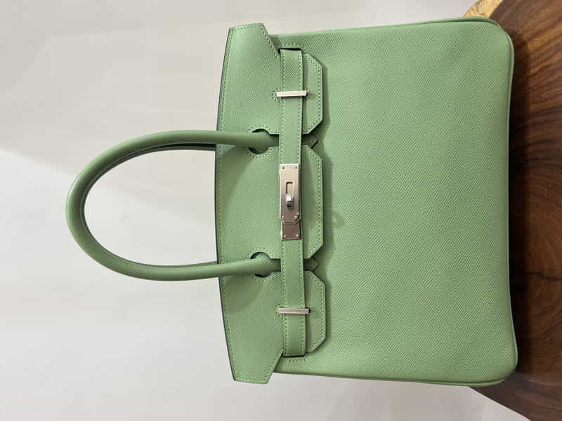 エルメス バーキン30 ヴェールクリケット/シルバー金具 エプソン T刻印 HERMES Birkin ハンドバッグ Vert Criquet