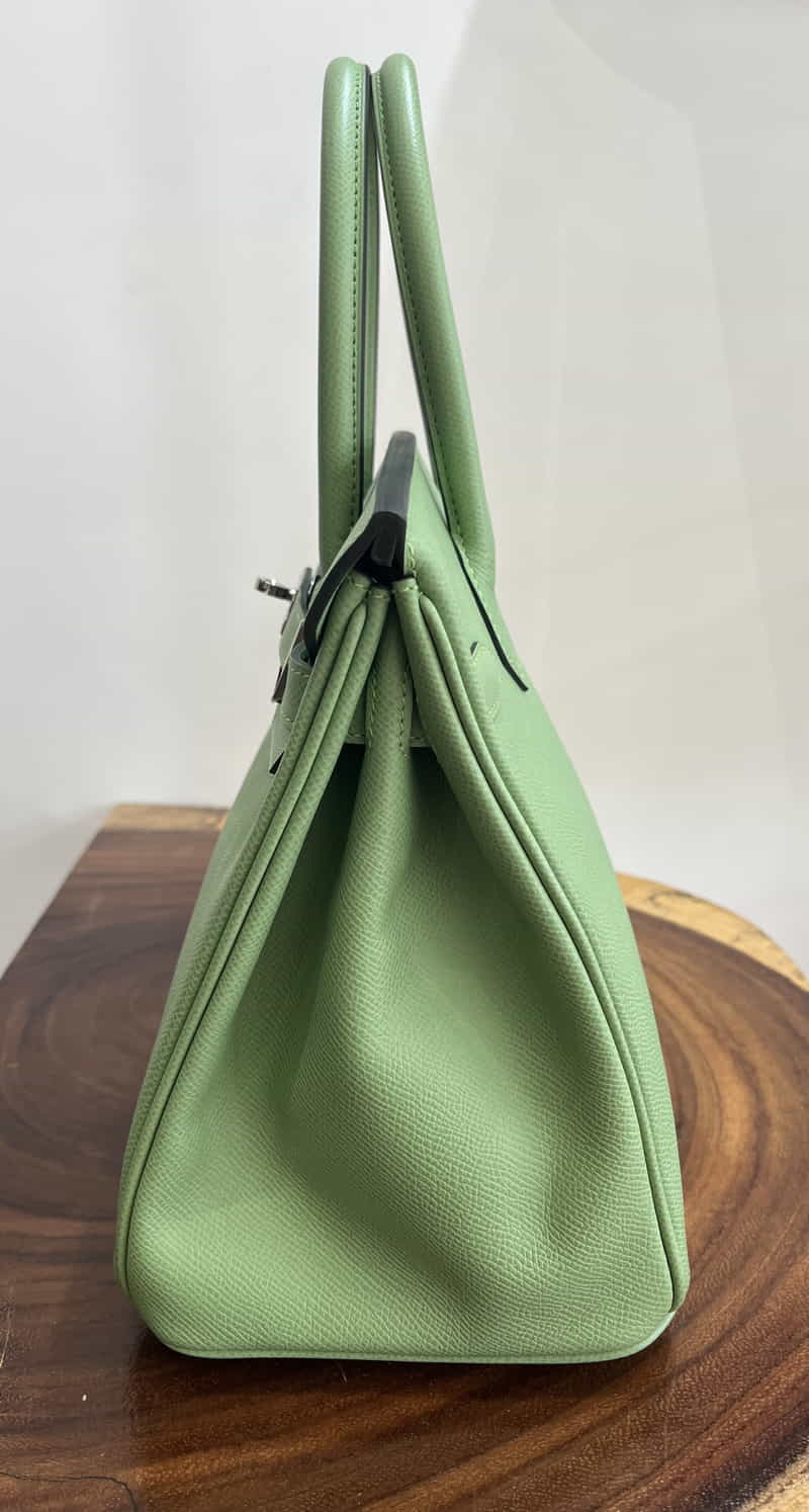 エルメス バーキン30 ヴェールクリケット/シルバー金具 エプソン T刻印 HERMES Birkin ハンドバッグ Vert Criquet