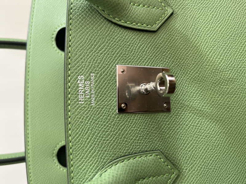 エルメス バーキン30 ヴェールクリケット/シルバー金具 エプソン T刻印 HERMES Birkin ハンドバッグ Vert Criquet