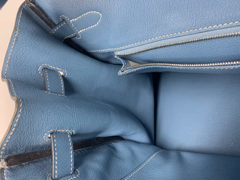 エルメス バーキン35 ブルージーン/シルバー金具 トリヨン G刻印 HERMES Birkin ハンドバッグ Blue Jean