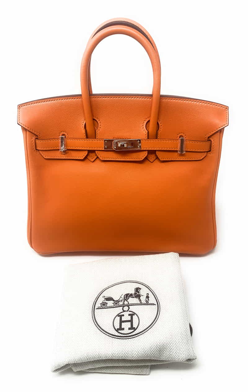 エルメス バーキン 25 オレンジ/シルバー金具 ヴォースイフト x刻印 HERMES Birkin ハンドバッグ Orange