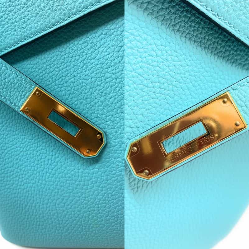 エルメス ケリー 32 ブルーアトール/ゴールド金具 ヴォーエプソン T刻印 HERMES Kelly ハンドバッグ Blue Atoll