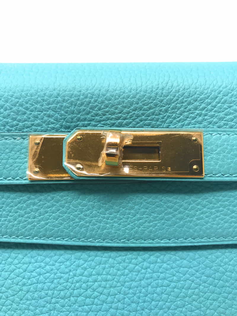 エルメス ケリー 32 ブルーアトール/ゴールド金具 トーゴレザー C刻印 HERMES Kelly ハンドバッグ Blue Atoll