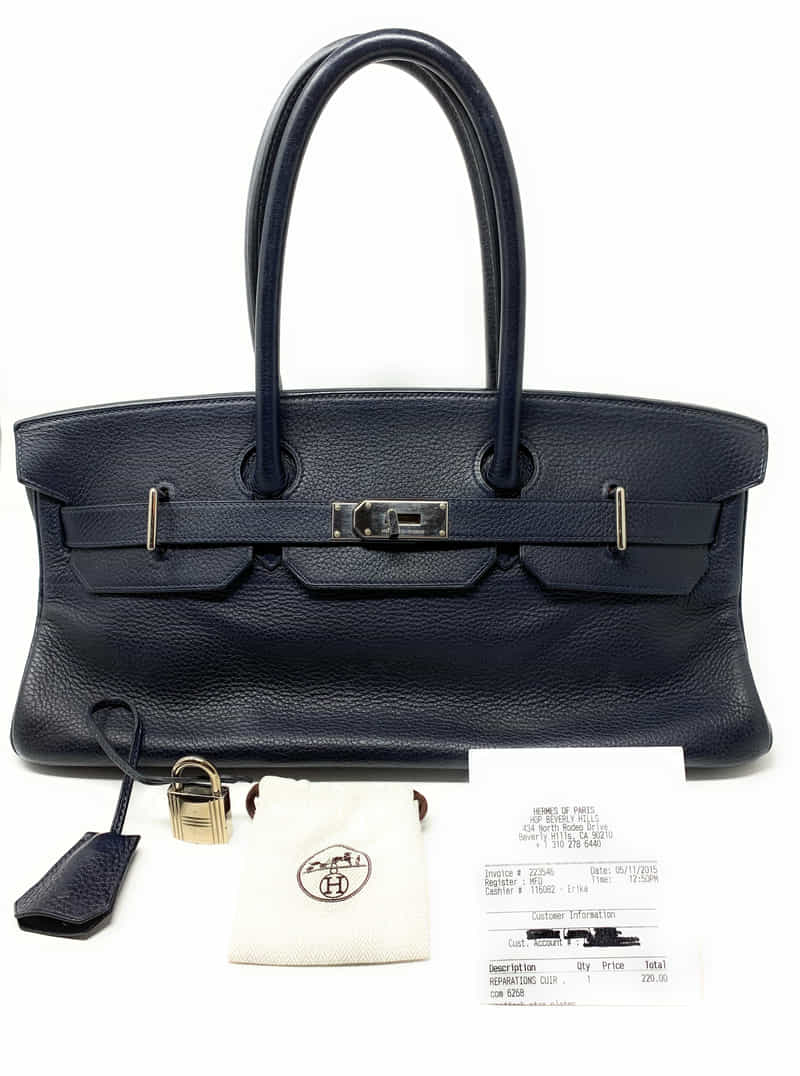 エルメス バーキン ショルダー ブラック/シルバー金具 トリヨンクレマンス T刻印 HERMES Birkin ハンドバッグ Black