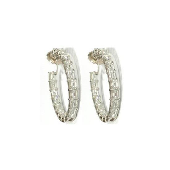 20.14 CTW 18K ホワイトゴールドの 40 ストーンホワイトダイヤモンド エタニティ ピアス