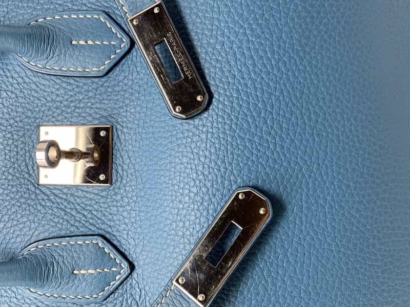 エルメス バーキン 35 ブルー系/シルバー金具 スイフトレザー 刻印 HERMES Birkin ハンドバッグ Blue