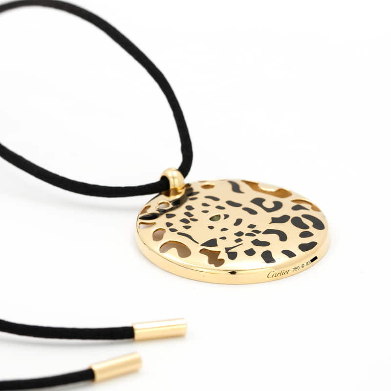 カルティ18K ゴールド、オニキス、エメラルドパンテールペンダント