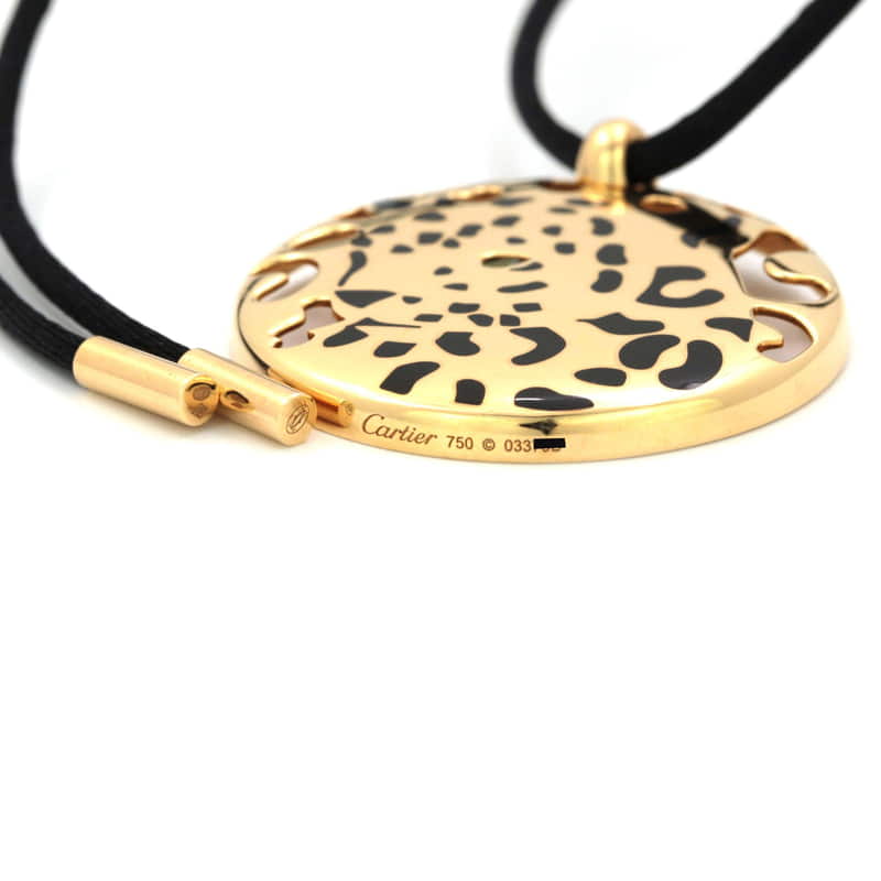 カルティ18K ゴールド、オニキス、エメラルドパンテールペンダント