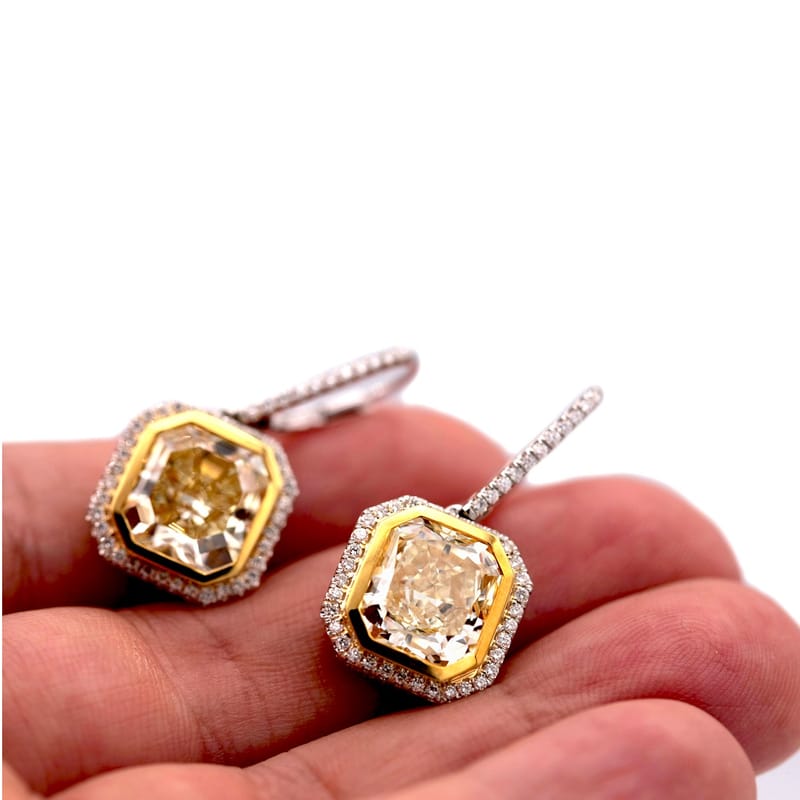 10カラット カナリア ファンシー イエロー ダイヤモンド ピアス