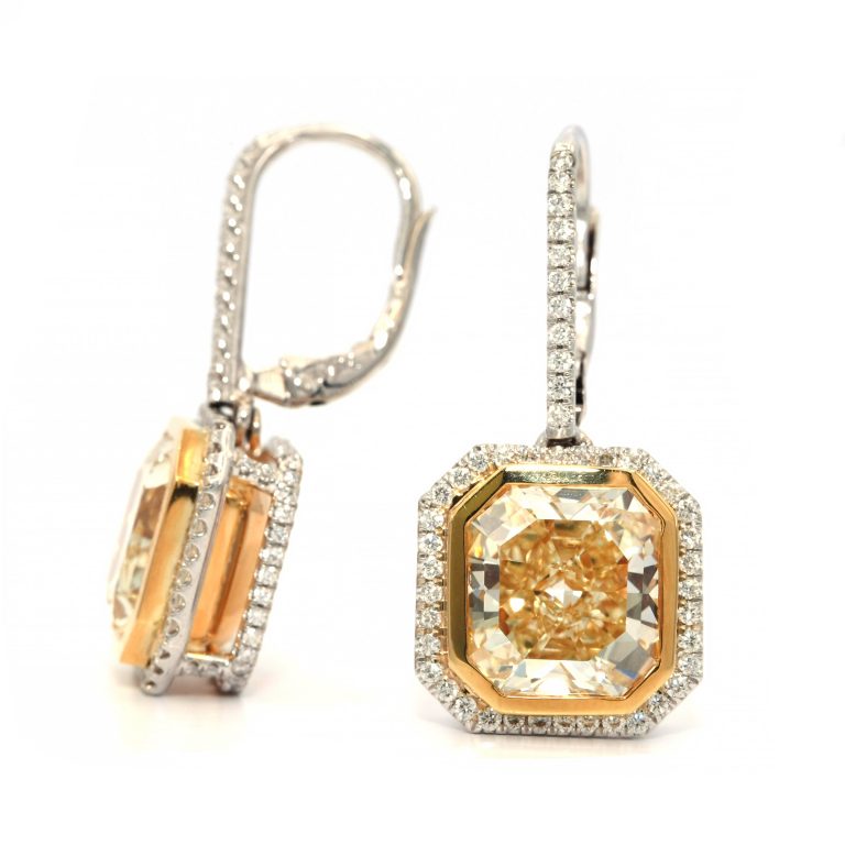 10カラット カナリア ファンシー イエロー ダイヤモンド ピアス