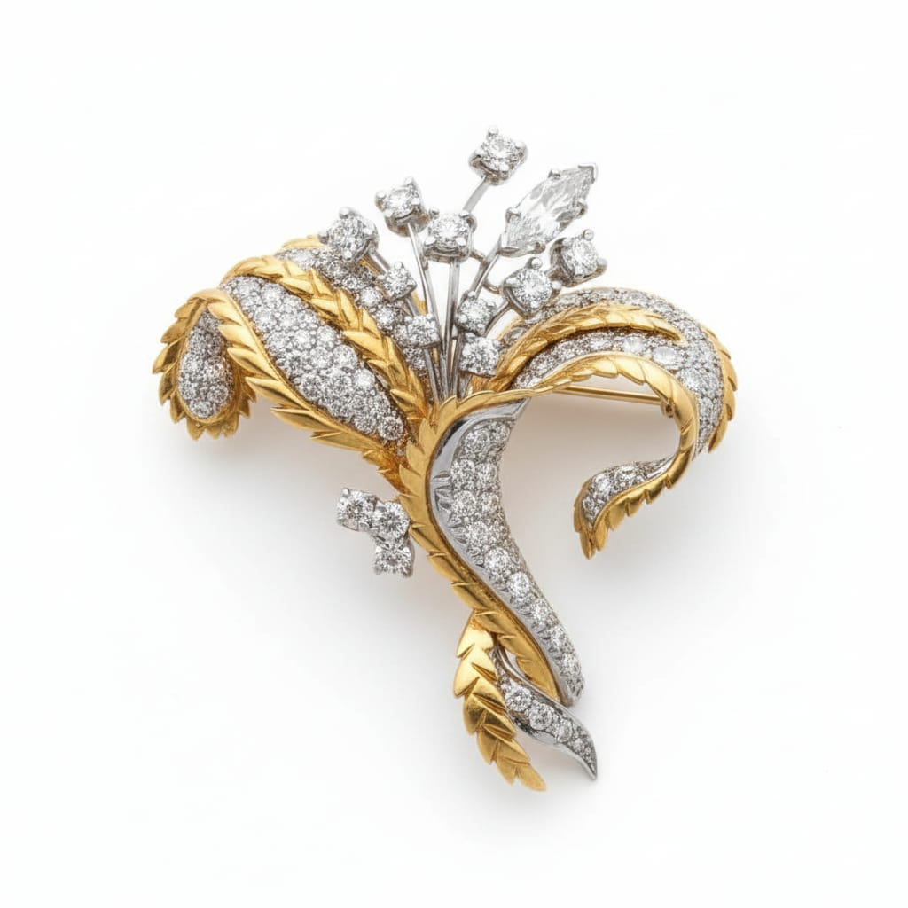 18K ゴールド フローラル ブローチ