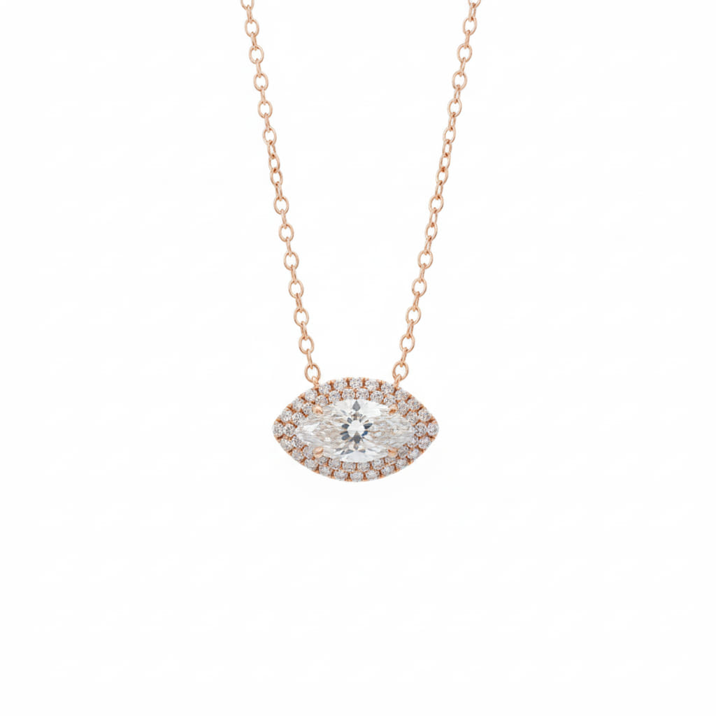 1.11カラットマーキスペンダント18K ローズゴールドのネックレス