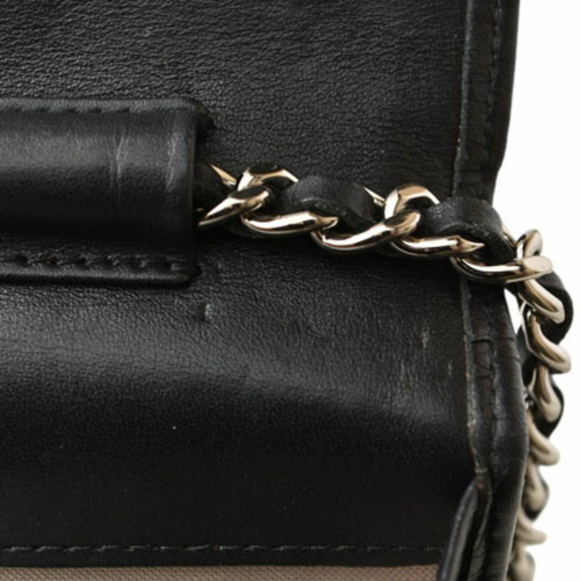 CHANEL シャネル カンボンライン ウォレット オン チェーン WOC ショルダーバッグ 黒 白 CCロゴ