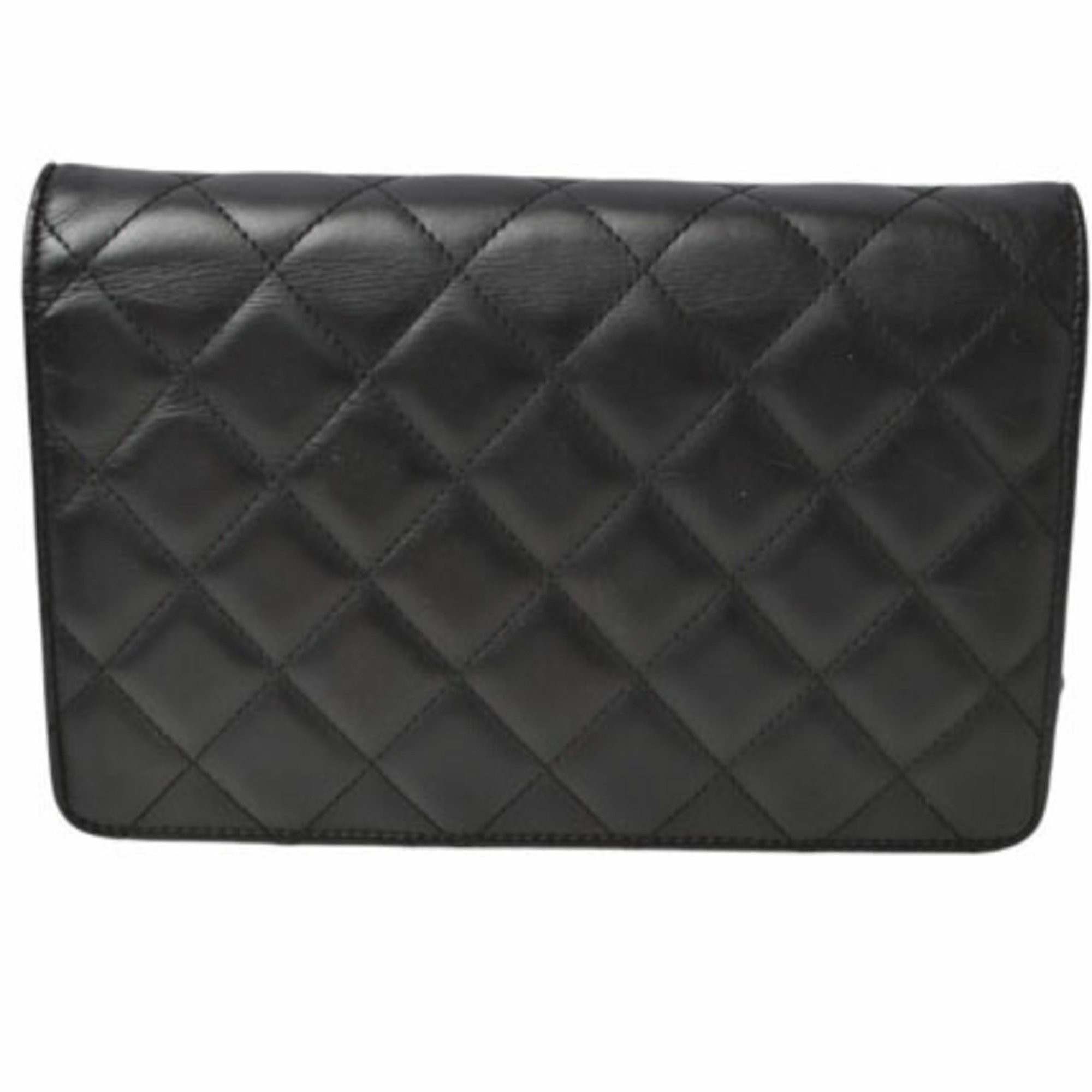CHANEL シャネル カンボンライン ウォレット オン チェーン WOC ショルダーバッグ 黒 白 CCロゴ