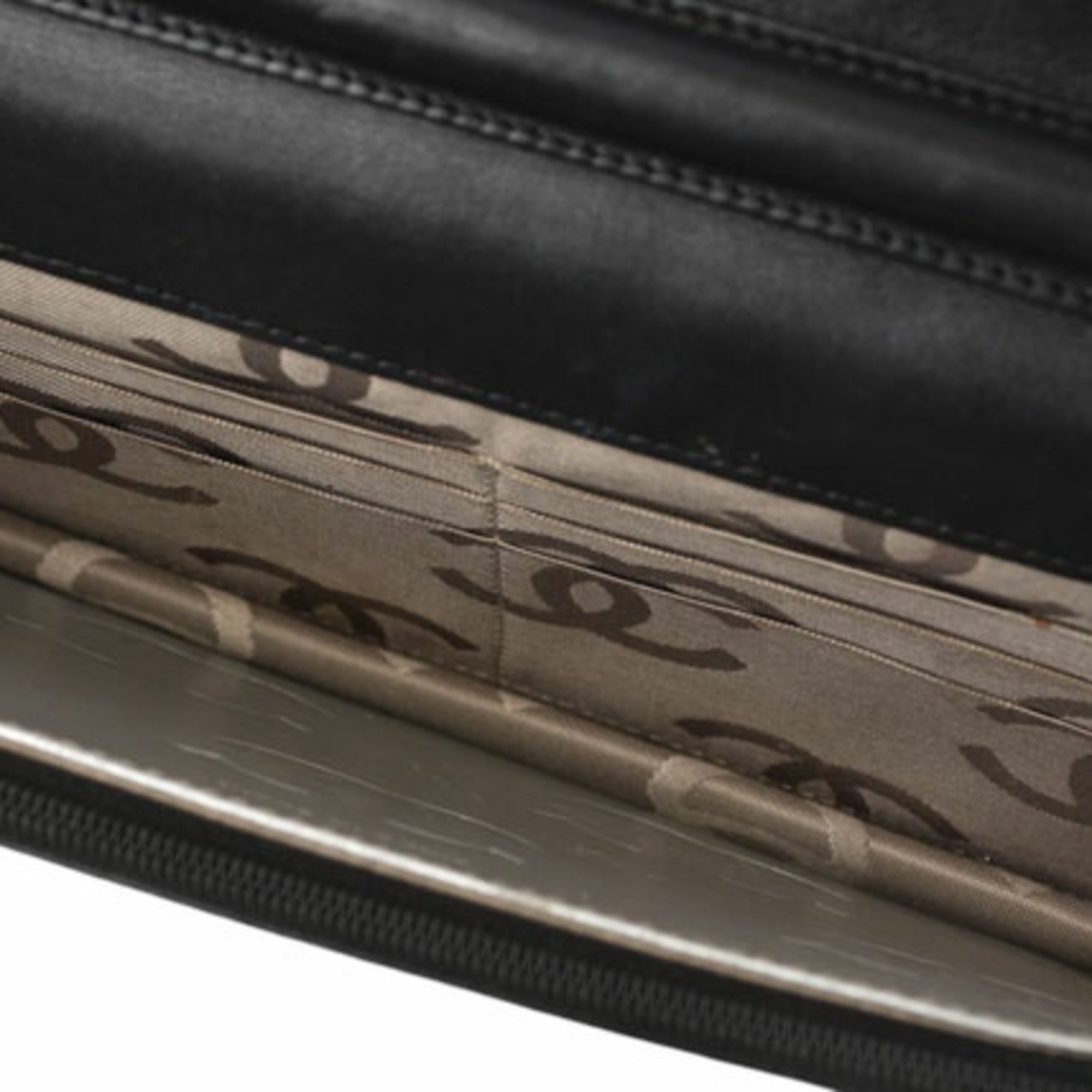 CHANEL シャネル カンボンライン ウォレット オン チェーン WOC ショルダーバッグ 黒 白 CCロゴ