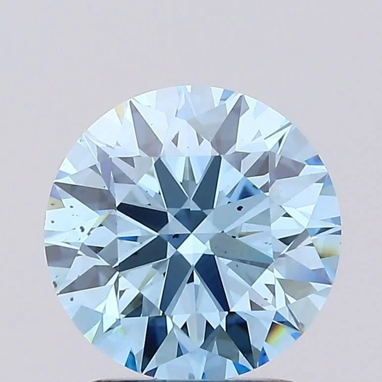 2 カラット ラウンド ファンシービビッド ブルー VS2 ラボ ダイヤモンド