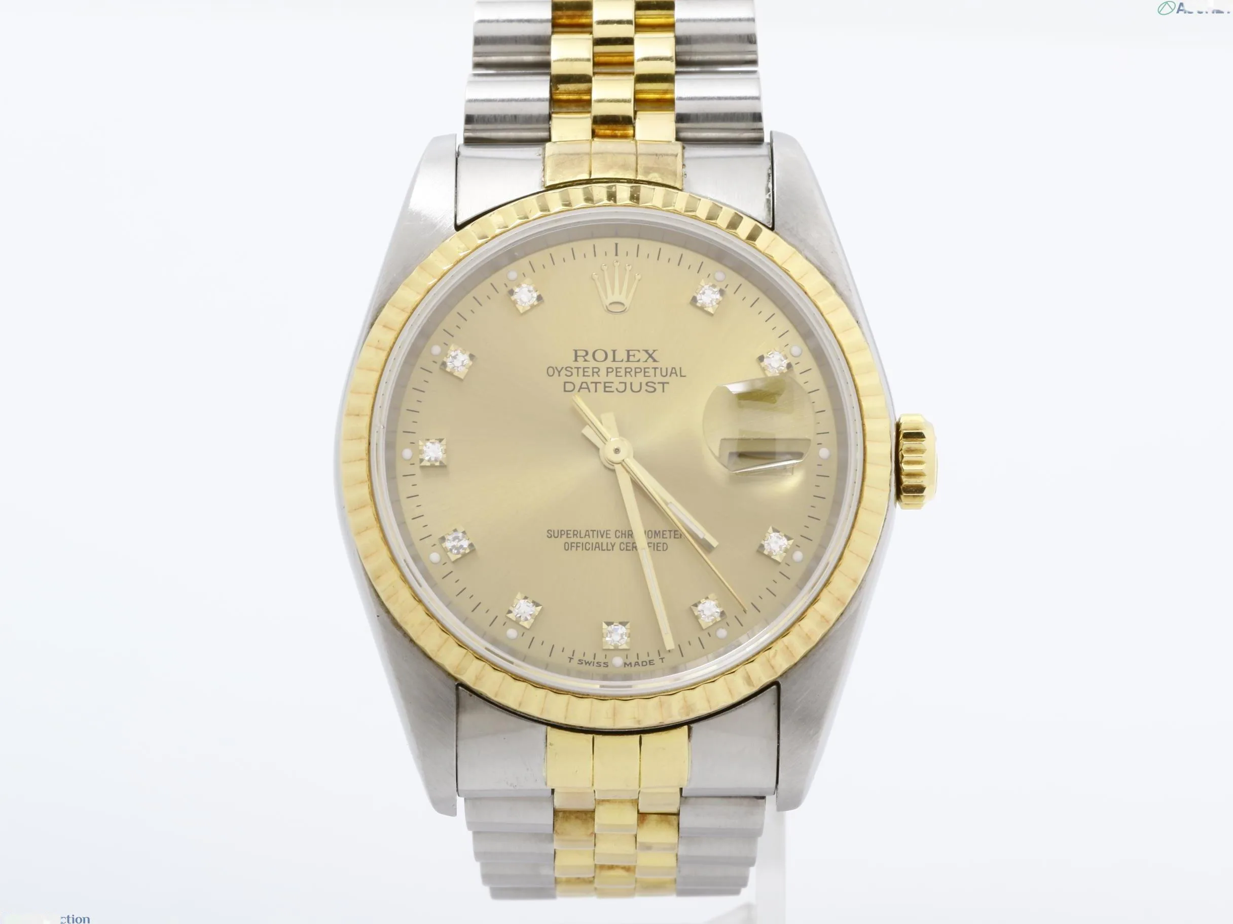 ロレックス デイトジャスト 36mm ツートーン シャンパン ファクトリーダイヤモンドセットダイヤル 16233