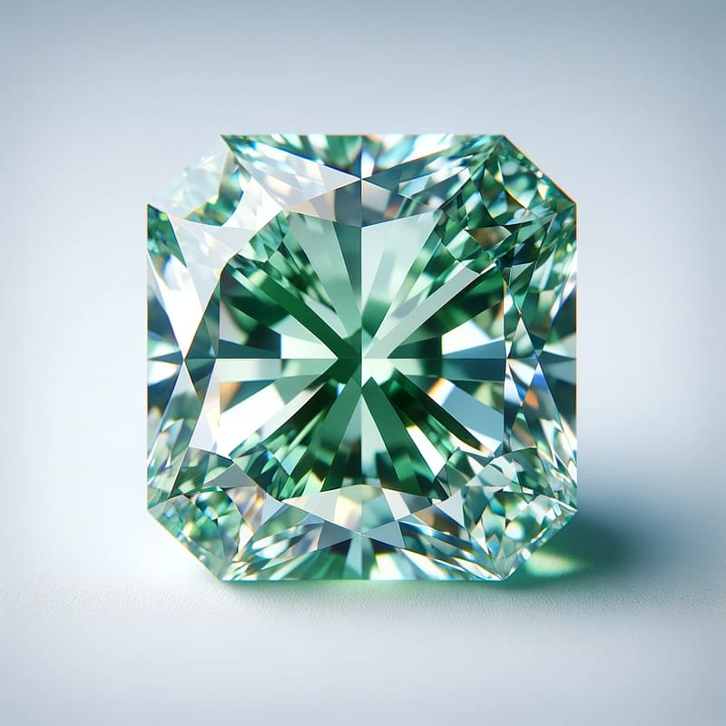 0.51 カラット VS1 クラリティ ライトグリーン ラディアント ダイヤモンド